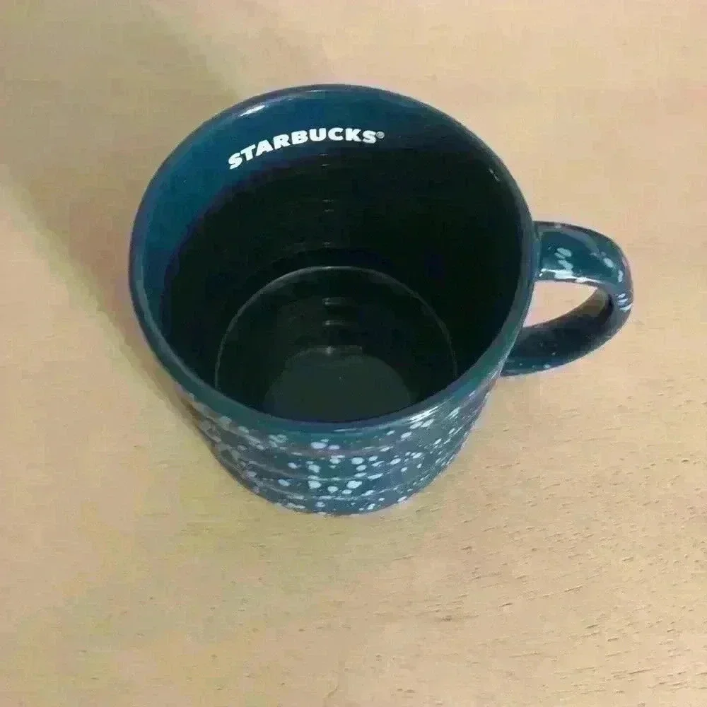 Starbucks 2023 Blue Subzero Splatter Ceramic Ribbed Coffee Mug with Handle 12oz - Picture 2 of 6
